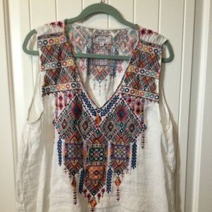 Johnny Was Embroidered Shell Tank Top long.
